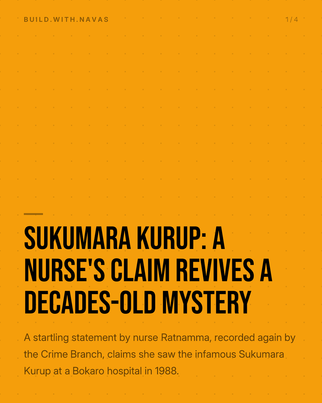 Sukumara Kurup: A Nurse's Claim Revives a Decades-Old Mystery