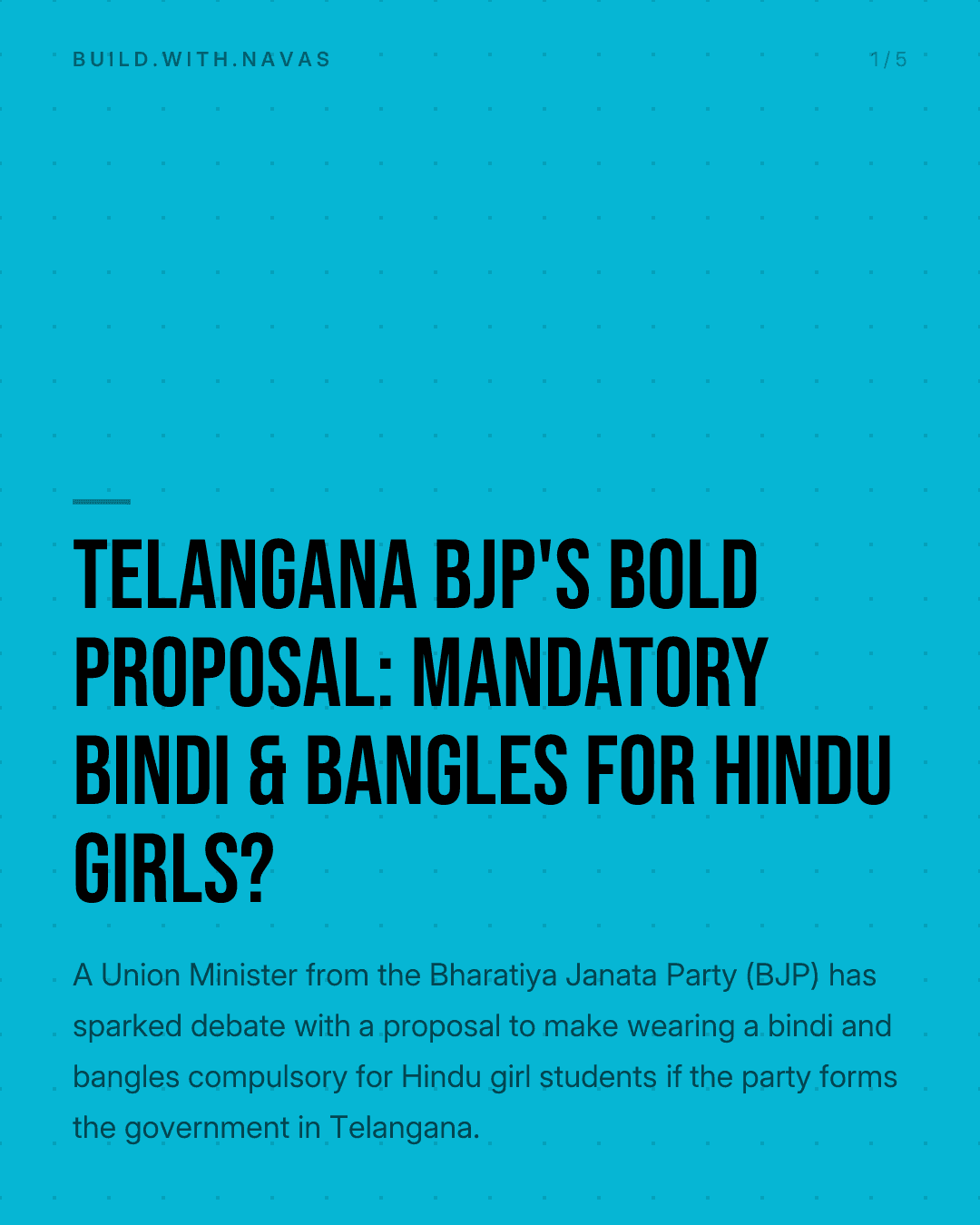Telangana BJP's Bold Proposal: Mandatory Bindi & Bangles for Hindu Girls?