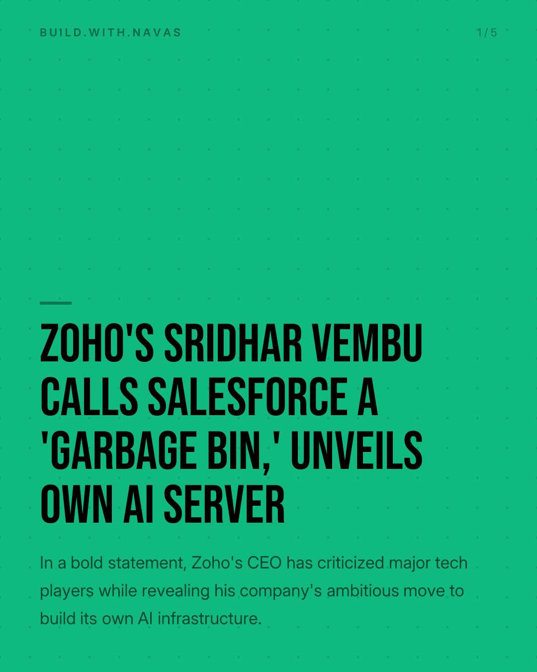 Zoho's Sridhar Vembu Calls Salesforce a 'Garbage Bin,' Unveils Own AI Server