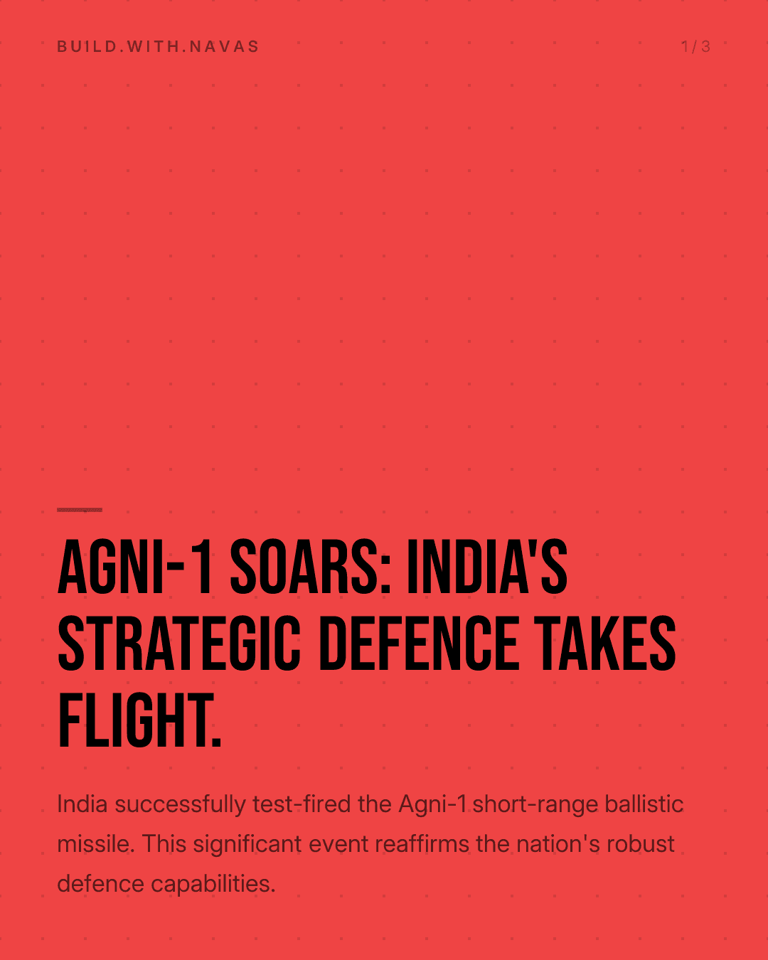 Agni-1 Soars: India's Strategic Defence Takes Flight.