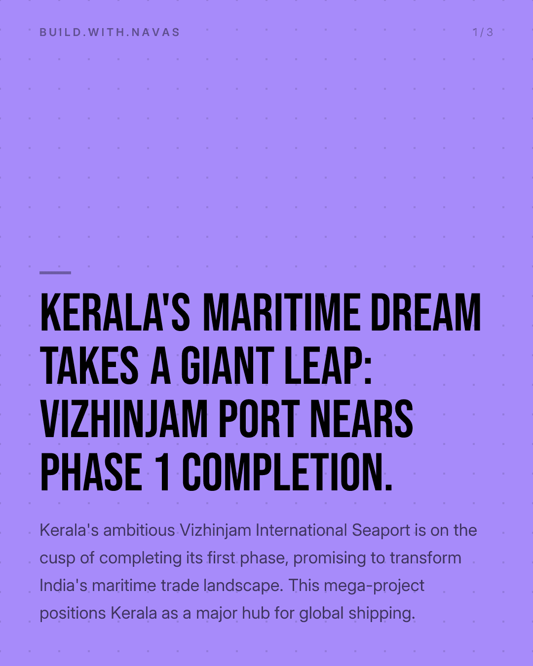 Kerala's Maritime Dream Takes A Giant Leap: Vizhinjam Port Nears Phase 1 Completion.